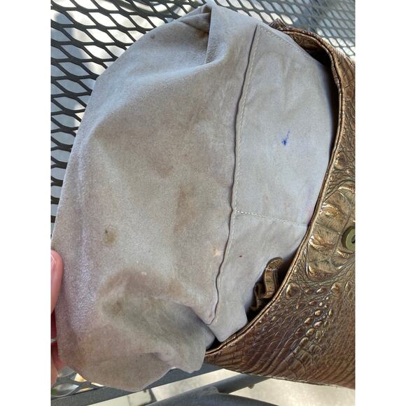 BRAHMIN BROWN AND GOLD SHIMMER CROCK LEATHER SHOULER BAG - Picture 16 of 16